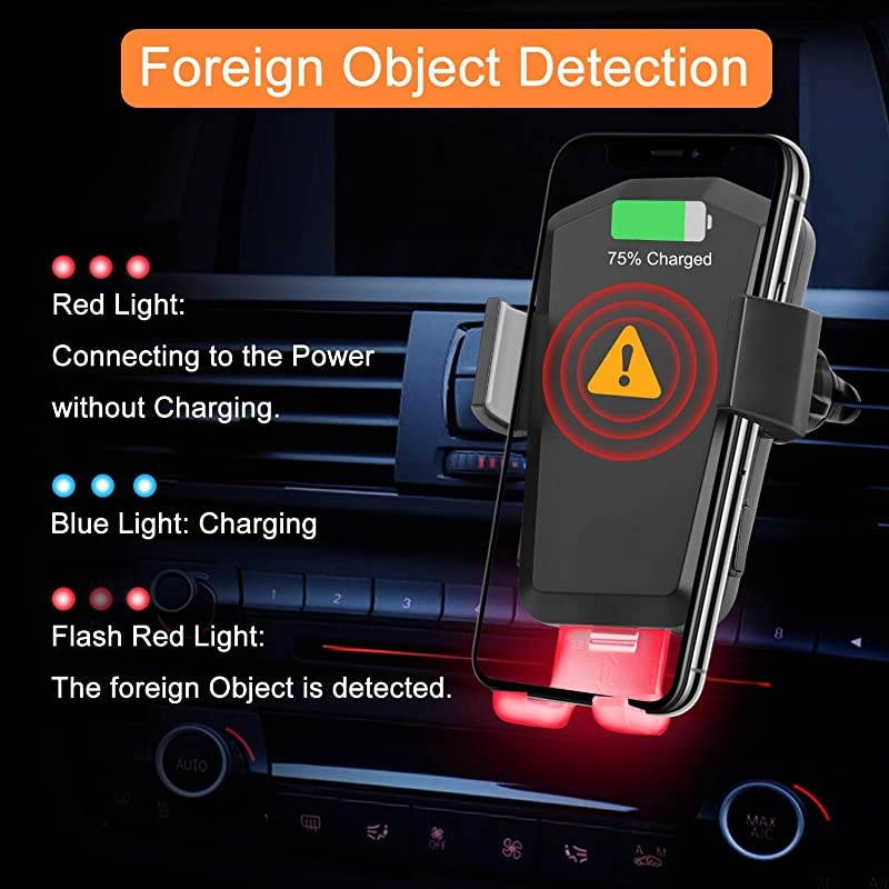 Car Charger Mount 10W Qi Fast Charging Auto Clamping Car Mount Windshield Dashboard Air Vent Phone Holder for iPhone Xs Max XR X 8 8 Plus Samsung Galaxy S10 S10+S9 S9+ S8 Note 9