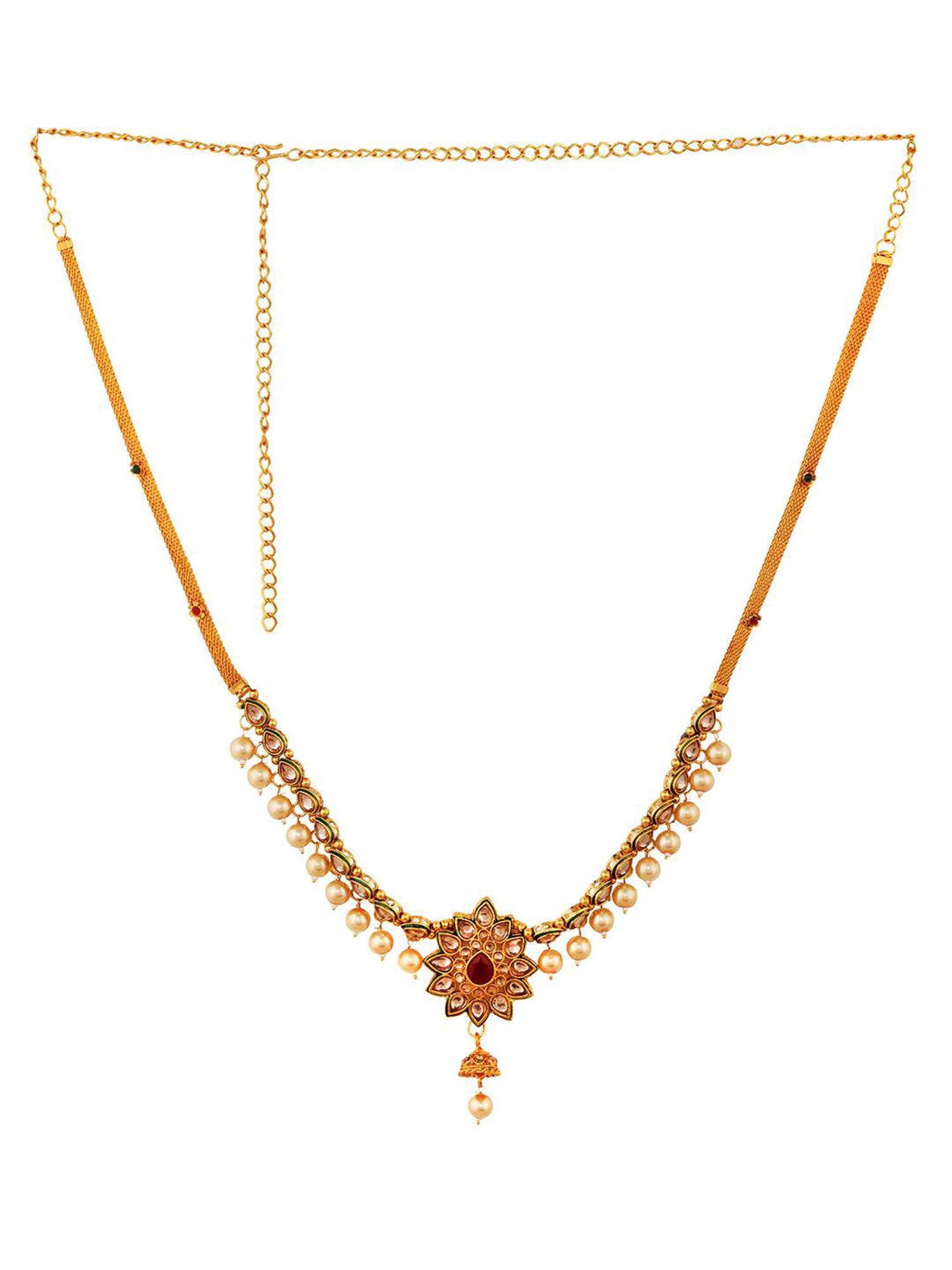 Saraf Rs Jewellery Gold Plated Floral Design Beaded Kamarbandh