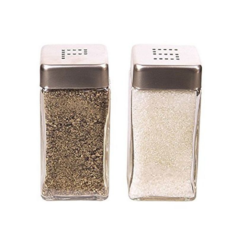 Grant Howard 39130 Modern Square 4 Ounce Glass Salt and Pepper Shaker Set, Clear