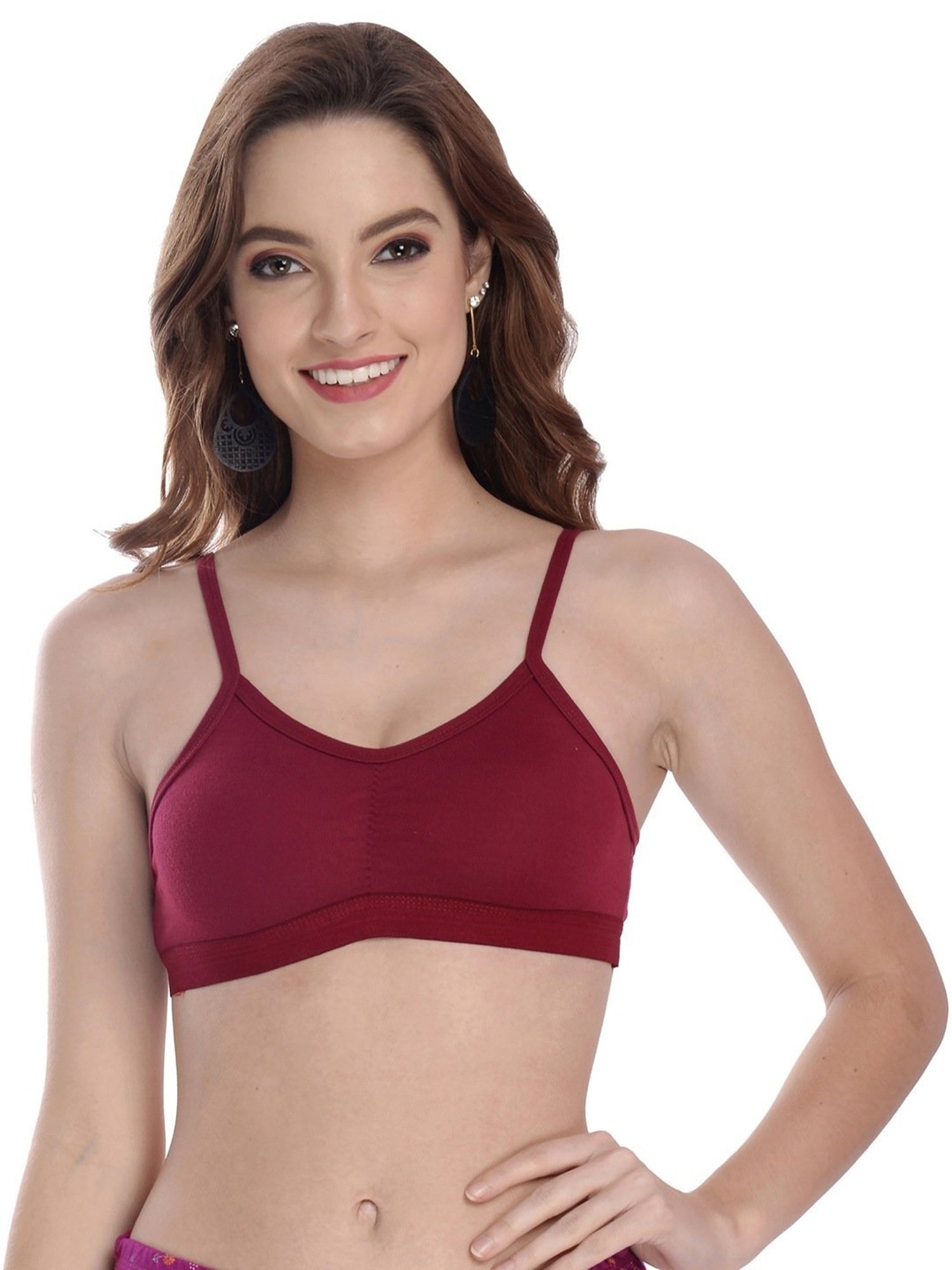 AROUSY Maroon & Orange Cotton Beginner's Bra - Pack Of 2