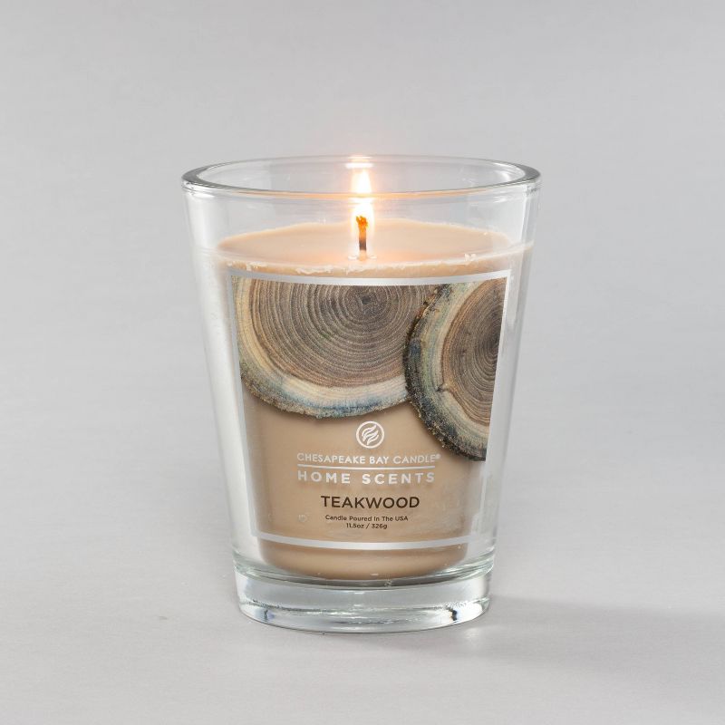 11.5oz Lidded Glass Jar Candle Teakwood - Home Scents By Chesapeake Bay Candle
