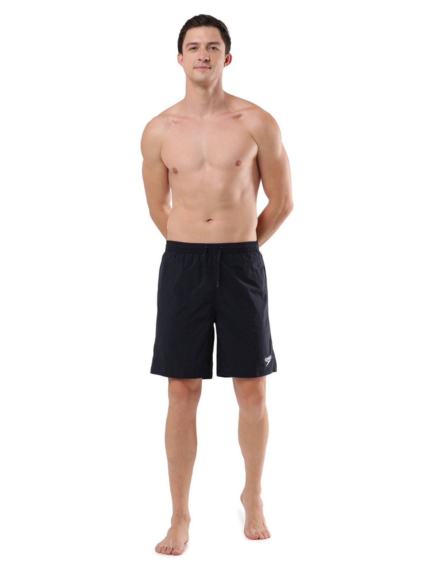 Speedo Navy Regular Fit Self Pattern Swim Shorts