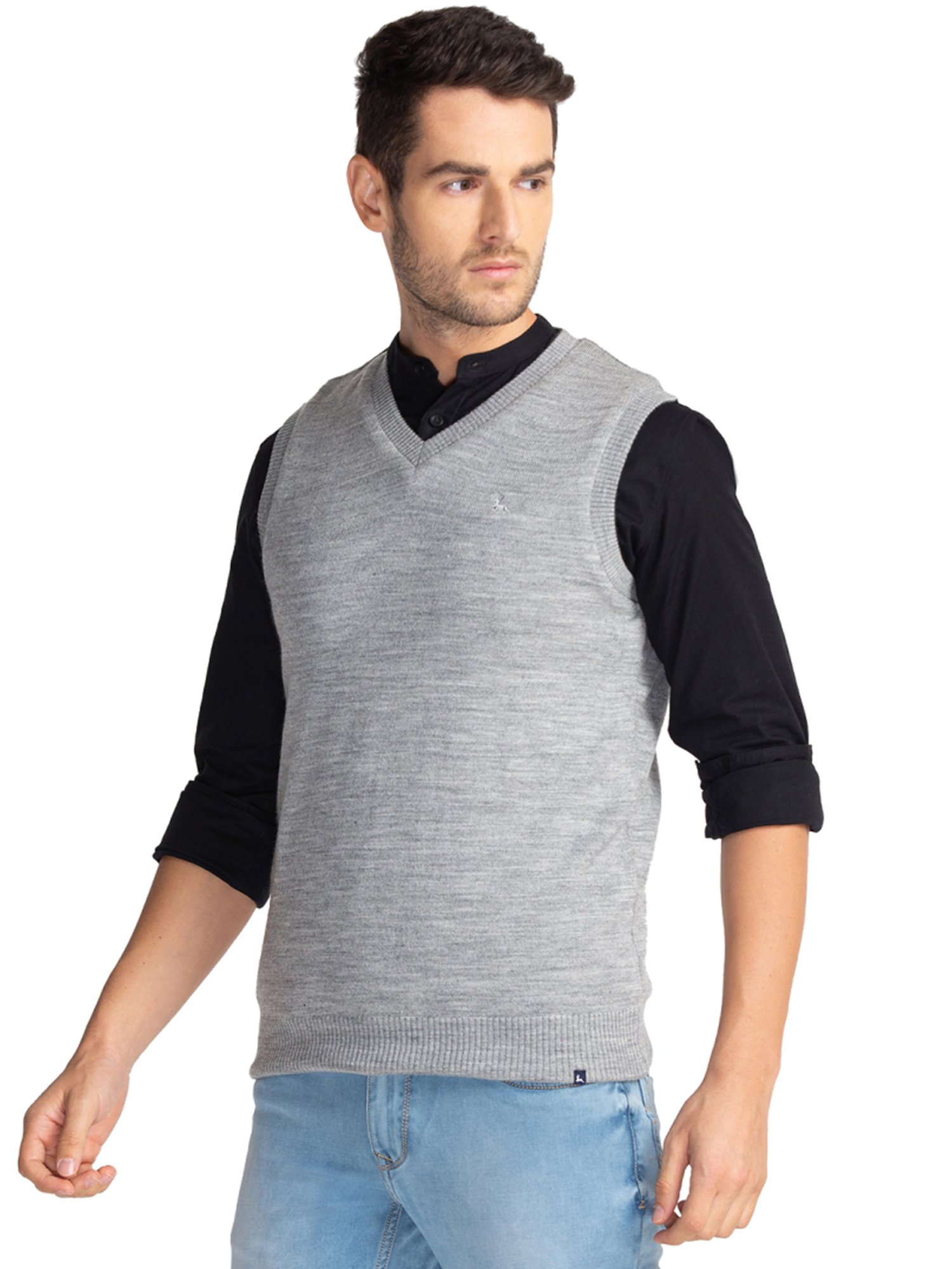Parx Grey Regular Fit Sweaters