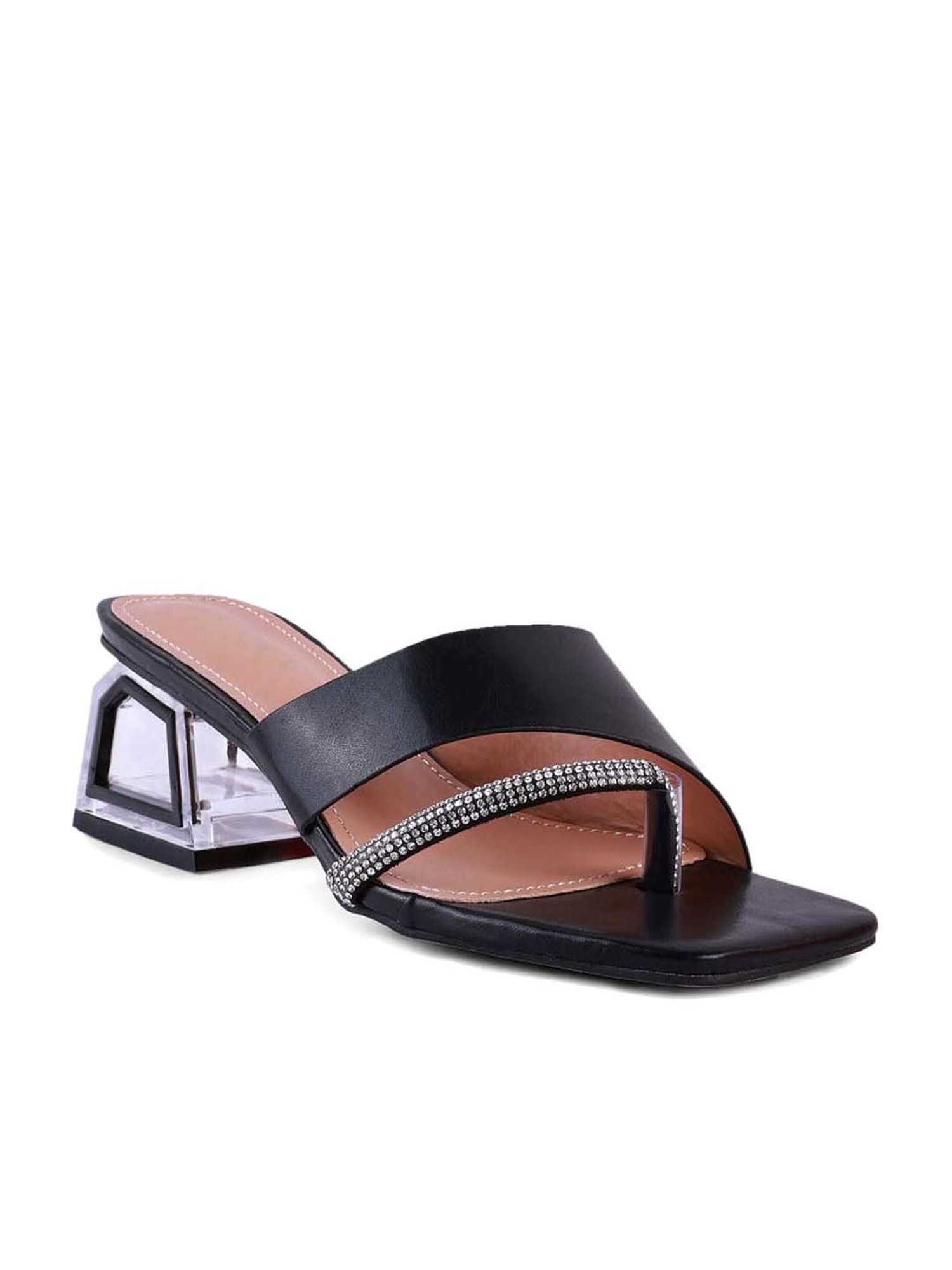 London Rag Women's Minimal Black Casual Sandals