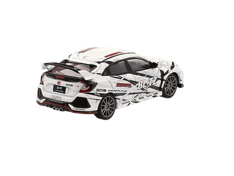 Honda Civic Type R (FK8) RHD White "BLITZ" Limited Edition to 1,200 pcs 1/64 Diecast Model Car by True Scale Miniatures