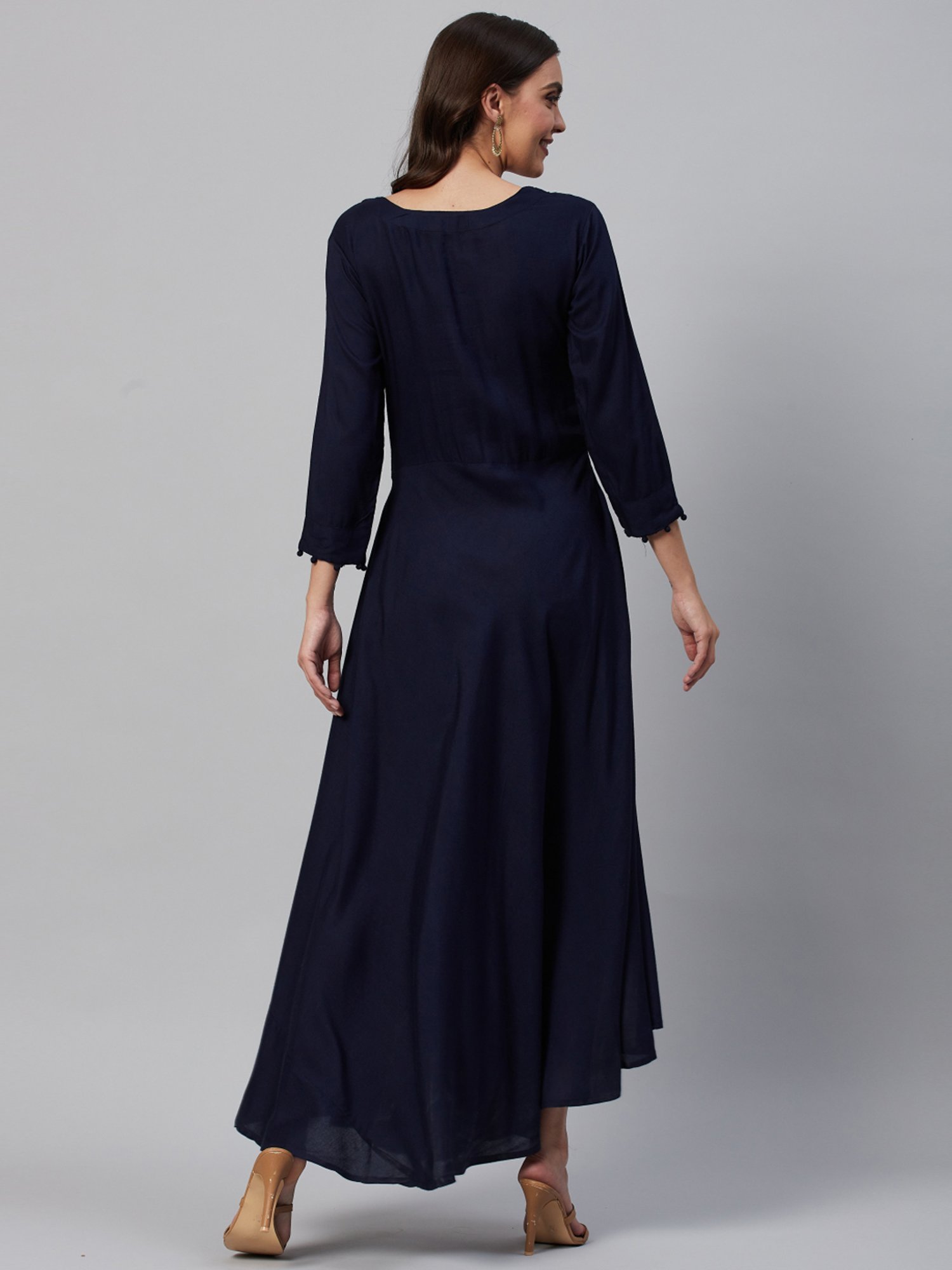 HIGHLIGHT FASHION EXPORT Navy Embellished Maxi Dress