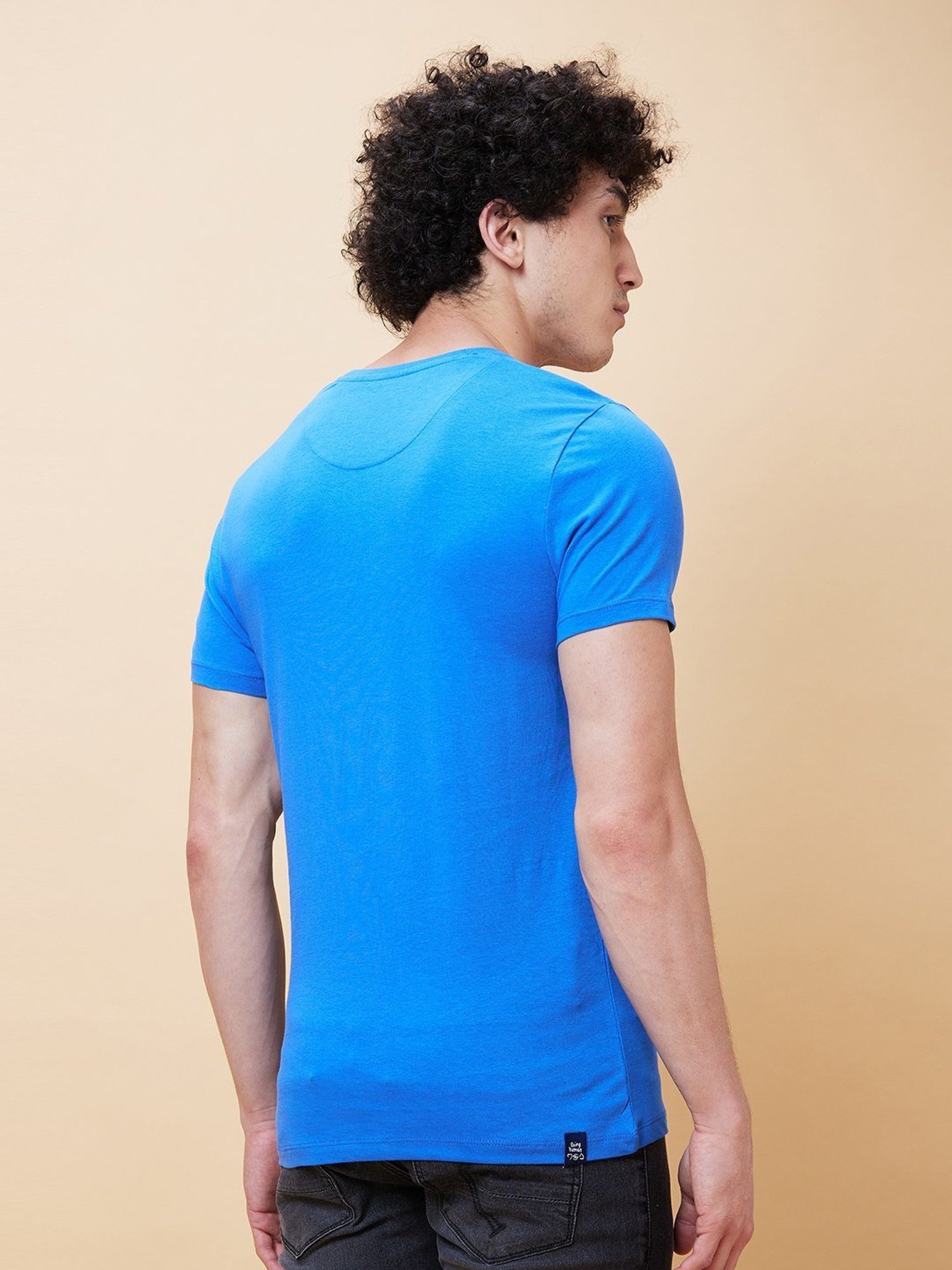 Being Human Blue Regular Fit Printed T-Shirt