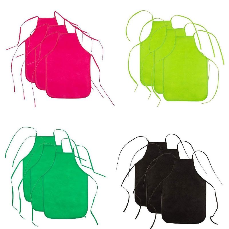 Blue Panda 36 Pack Kids Aprons for Painting, Baking, Cooking, 12 Colors (12.8 x 18.7 In)