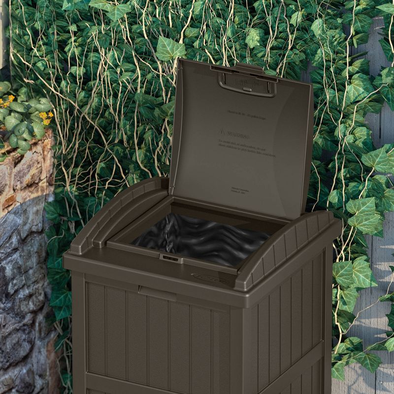 Suncast GH1732J Trashcan Hideaway Outdoor 33 Gallon Garbage Waste Bin, Java