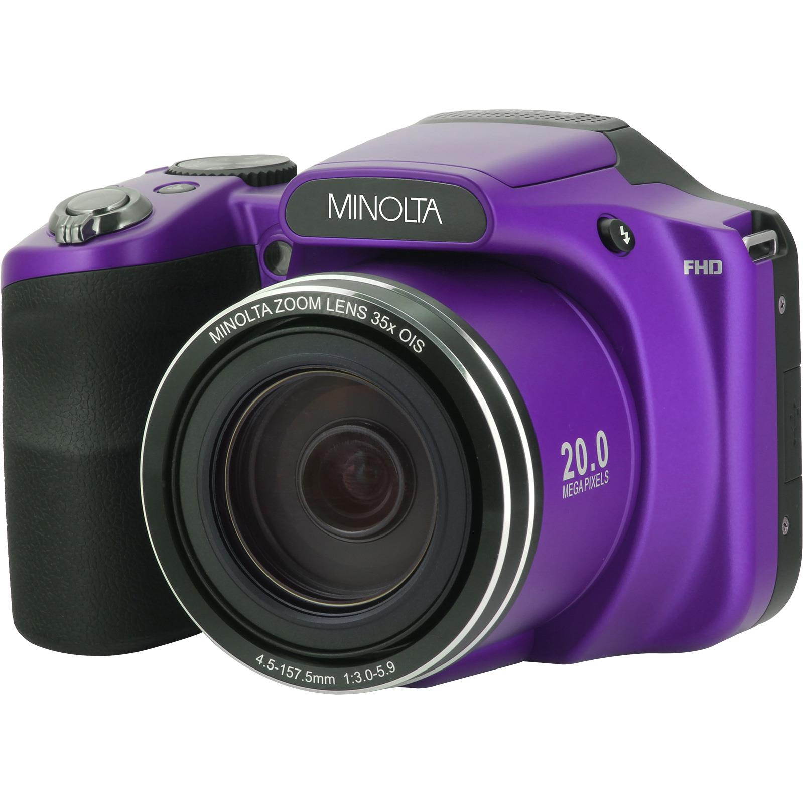Minolta Mn35z-p 20-megapixel 1080p Full Hd Wi-fi Mn35z Bridge Camera With 35x Zoom [purple]