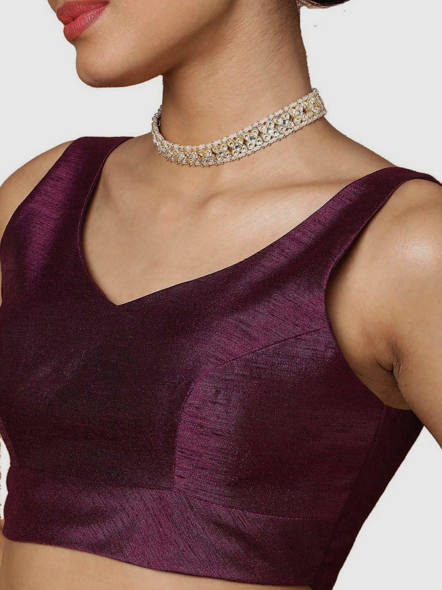 Salwar Studio Purple Textured Readymade Blouse