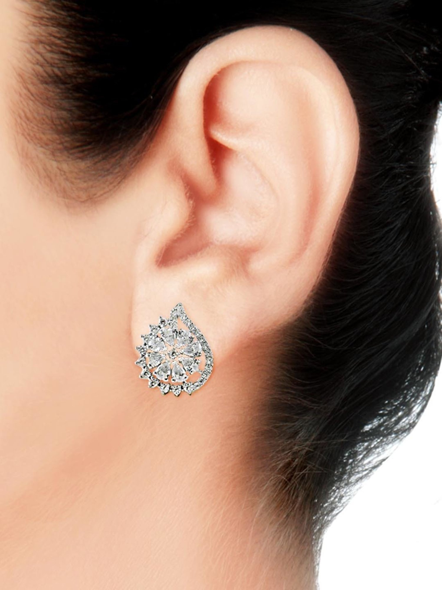 Taraash 92.5 Sterling Silver Floral Earrings for Women