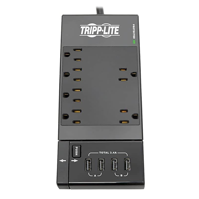 Surge Protector Power Strip 6Outlet w4 USB ChargingSync Ports Black 96 x 67 x 18 TLP66USBR