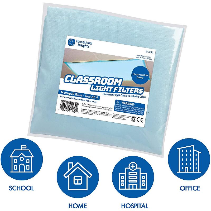 Educational Insights Fluorescent Light Filters (Tranquil Blue), Set of 4