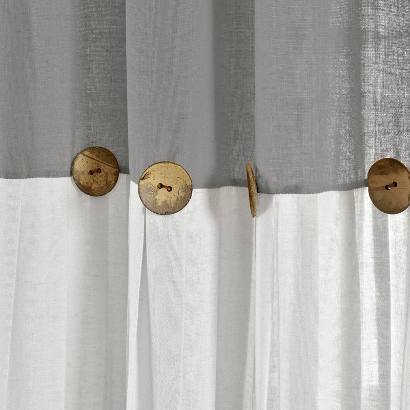 84"x40" Linen Button Light Filtering Window Curtain Panels Single Dark Gray/White - Lush Décor
