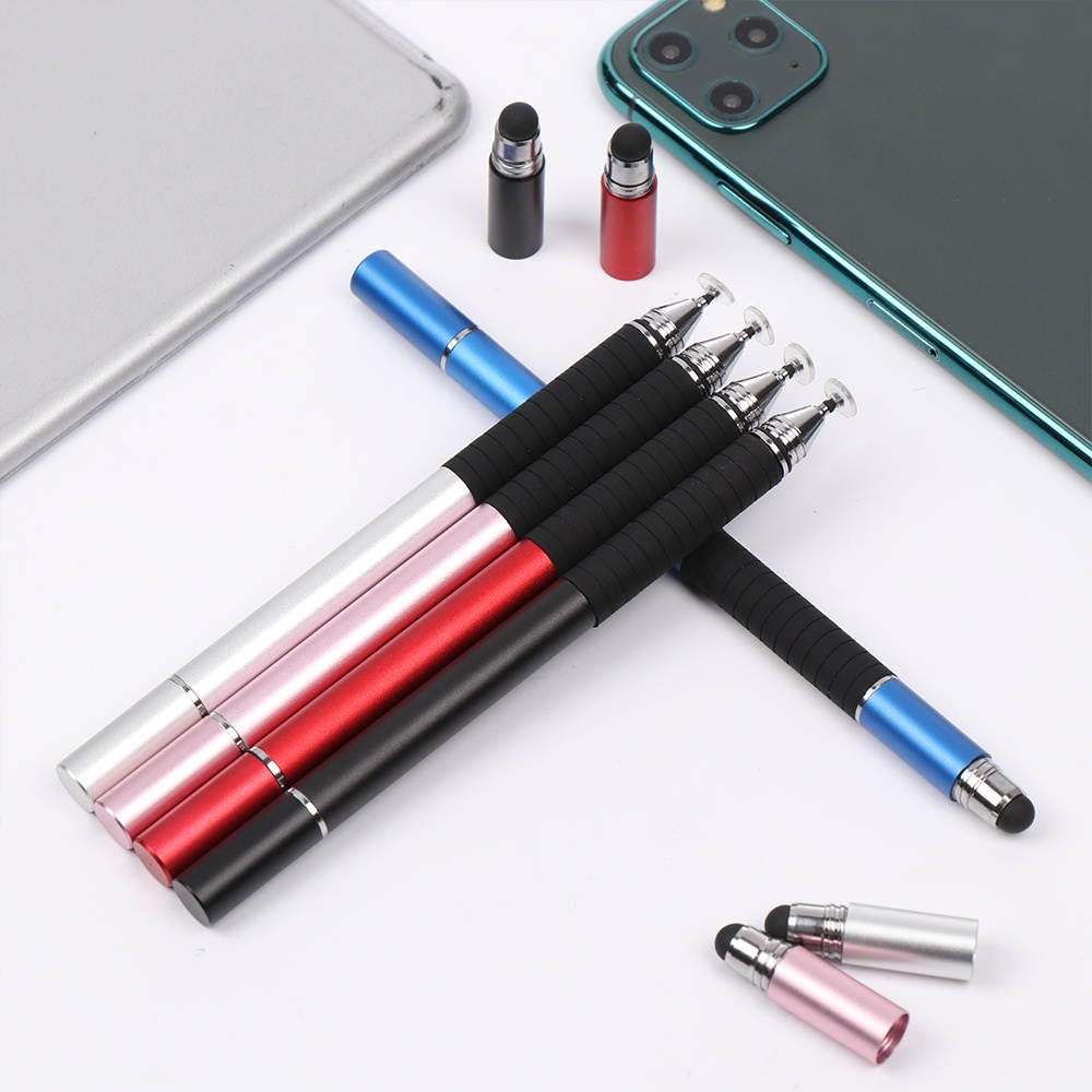 Universal 3 in 1 High Sensitive Capacitive Double-headed Touch Screen Stylus Drawing Pen for Samsung Mobile Phone Tablet  Red