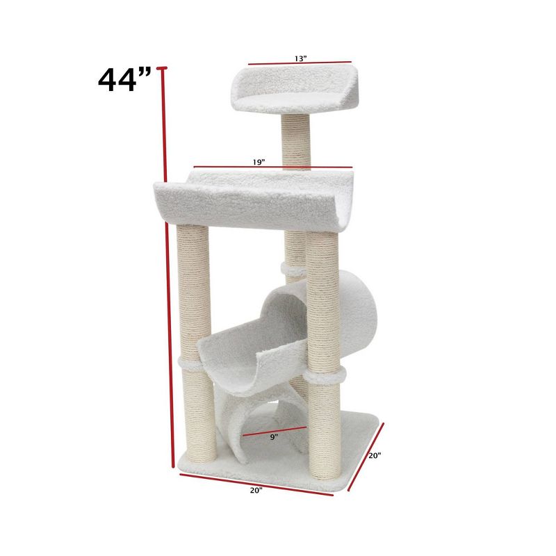Majestic Pet Bungalow Sherpa Activity Center Cat Scratcher -  Cream - 44"