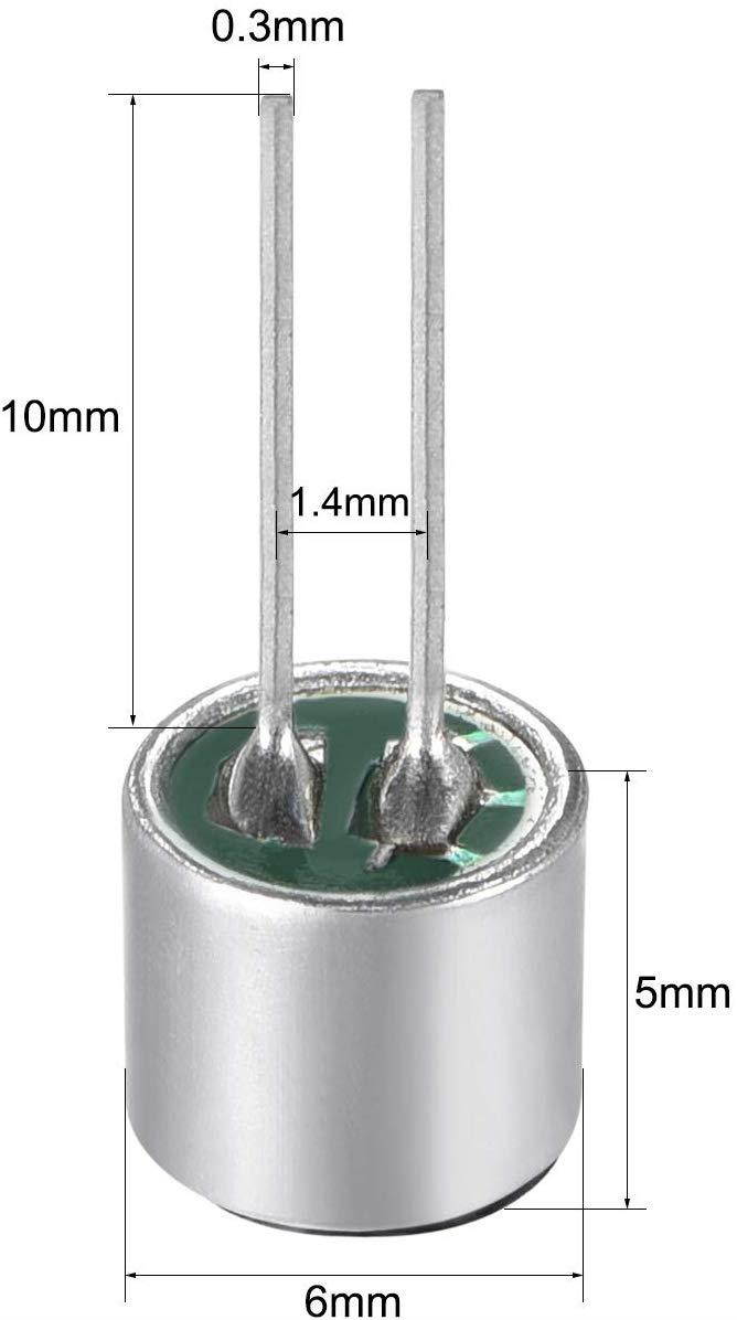 uxcell 6050 56dB Electret Microphone Pickup 6mm x 5mm Cylindrical Condenser MIC with Pins for PCB 30 Pcs