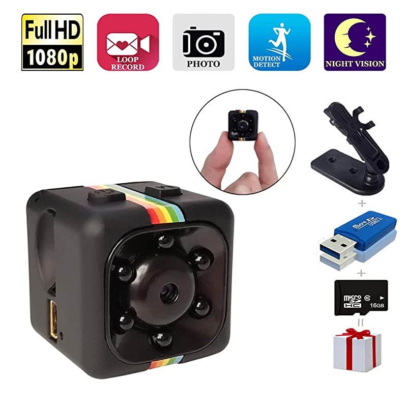 Spy Camera  Hidden Camera Mini Camera HD 1080P720P Spy Cam Wireless Small Portable Night Vision Motion Detection for Home Car Drone Office with 16GB Card amp Card Reader