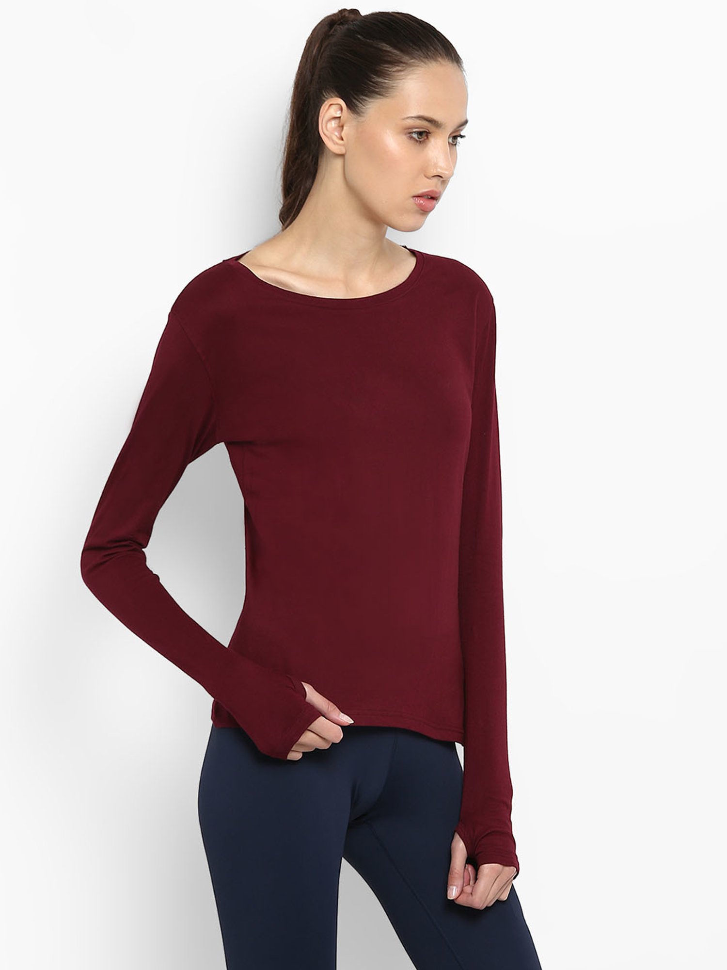 Appulse Maroon Cotton Slim Fit T-Shirt