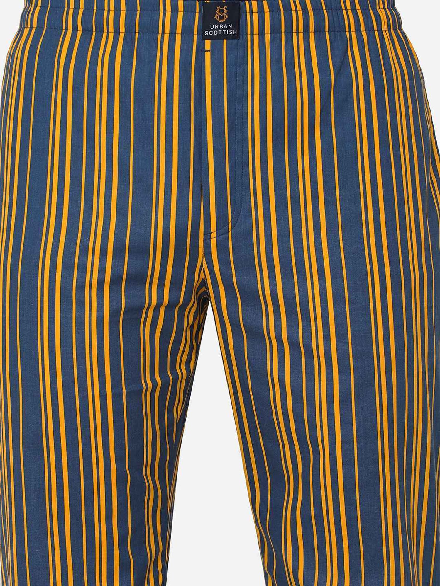 Urban Scottish Yellow Regular Fit Striped Lounge Pants