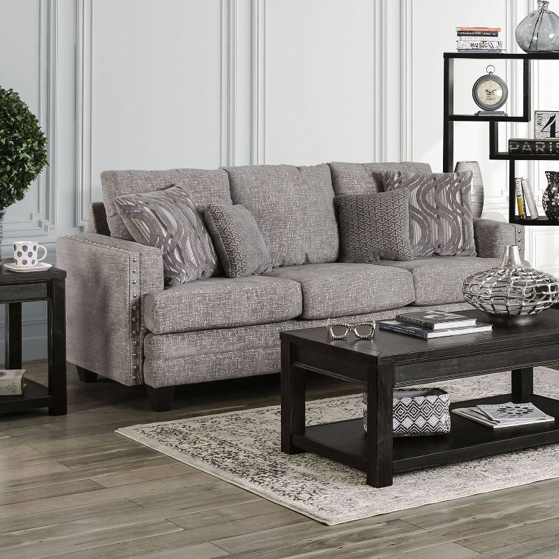 Faux Leather Accent Chair and Ottoman Charcoal Gray - EveryRoom