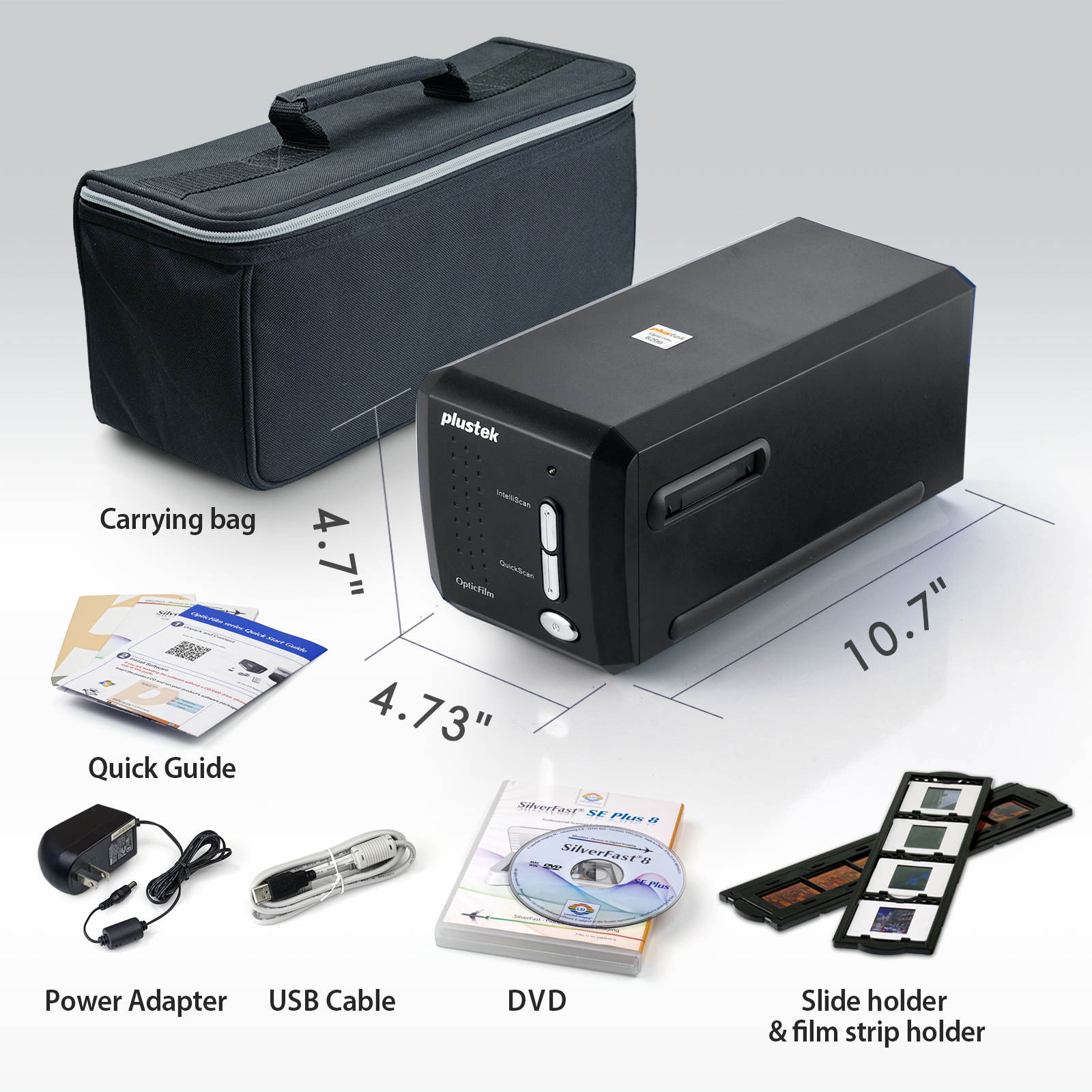 Plustek OpticFilm 8200i SE , 35mm Film & Slide Scanner. 7200 dpi / 48-bit Output. Integrated Infrared Dust/Scratch Removal. Bundle Silverfast SE Plus 8.8