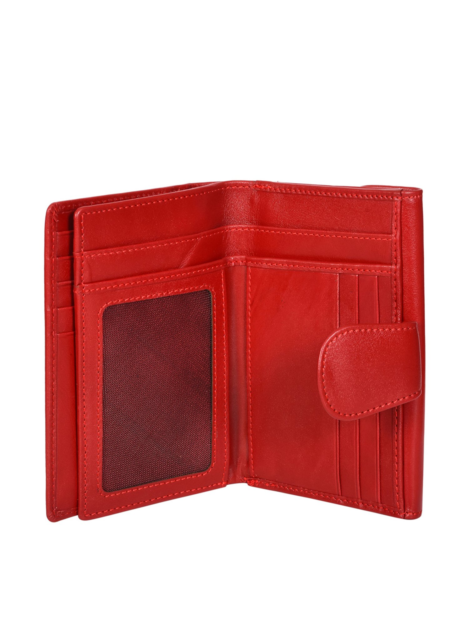 SASSORA Red Solid Rfid Bi-Fold Wallet for Women