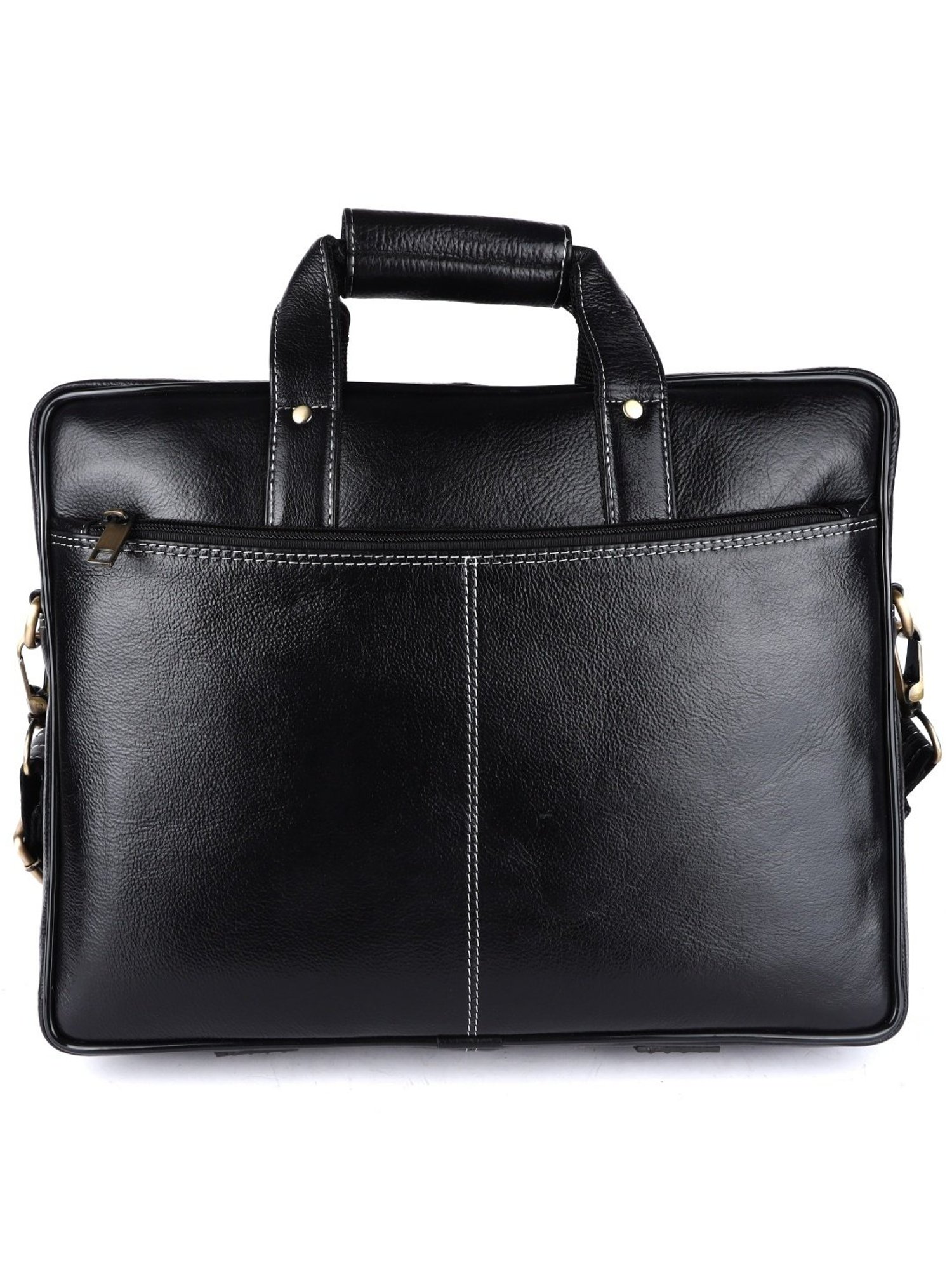 HiLEDER Black Textutred Large Leather 16 inch Laptop Bag