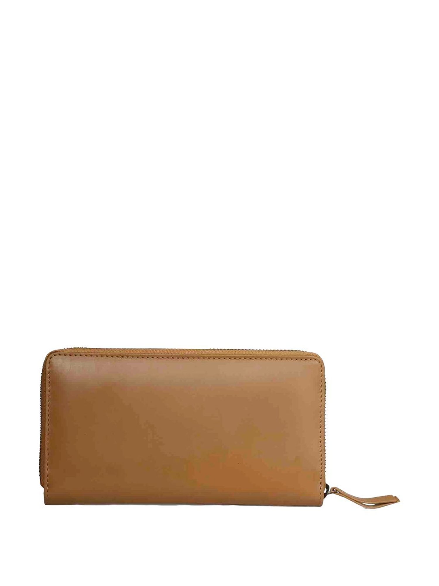 Favore Tan Solid Zip Around Wallet For Women