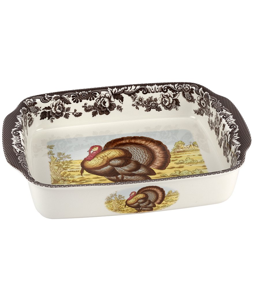 Spode Festive Fall Collection Woodland Handled Turkey Lasagna Dish