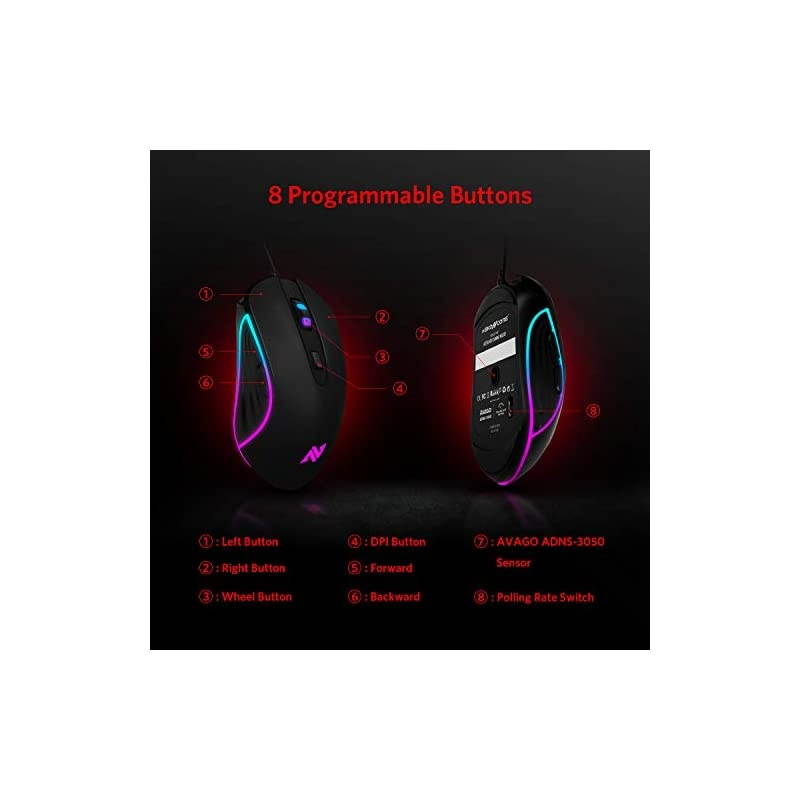 M30 Gaming Mouse Wired USB Computer Mice for Game Daily 6 Programmable Buttons Chroma RGB Backlit 3500 DPI Adjustable Comfortable Grip Ergonomic Mice for PC Laptop Mac Windows