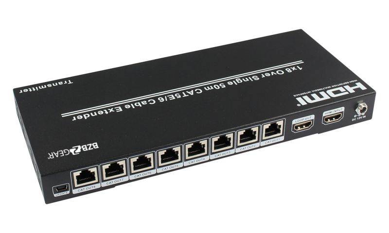 BZBGEAR Full HD HDMI Splitter 1X8 Over CAT5E/CAT6 50M