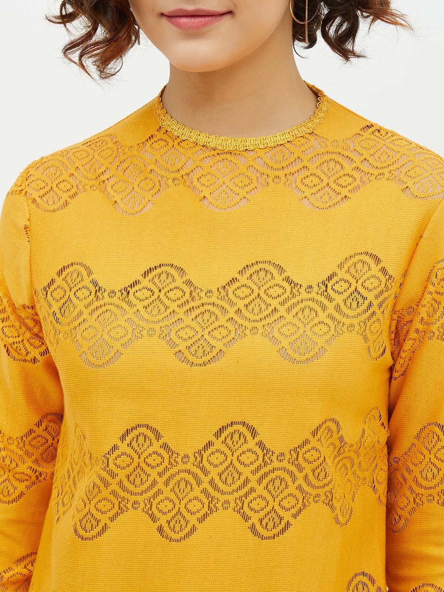StyleStone Yellow Lace A-Line Top
