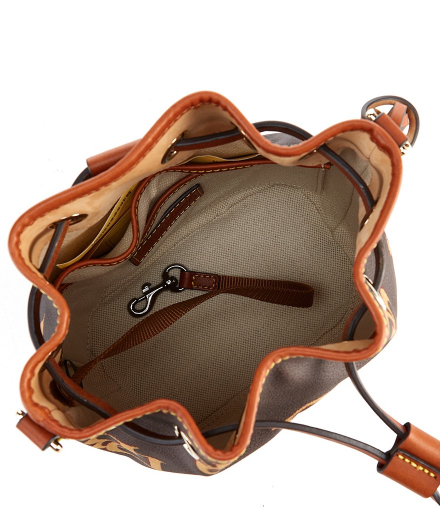 Dooney & Bourke Signature Monogrammed Collection Small Drawstring Bucket Bag