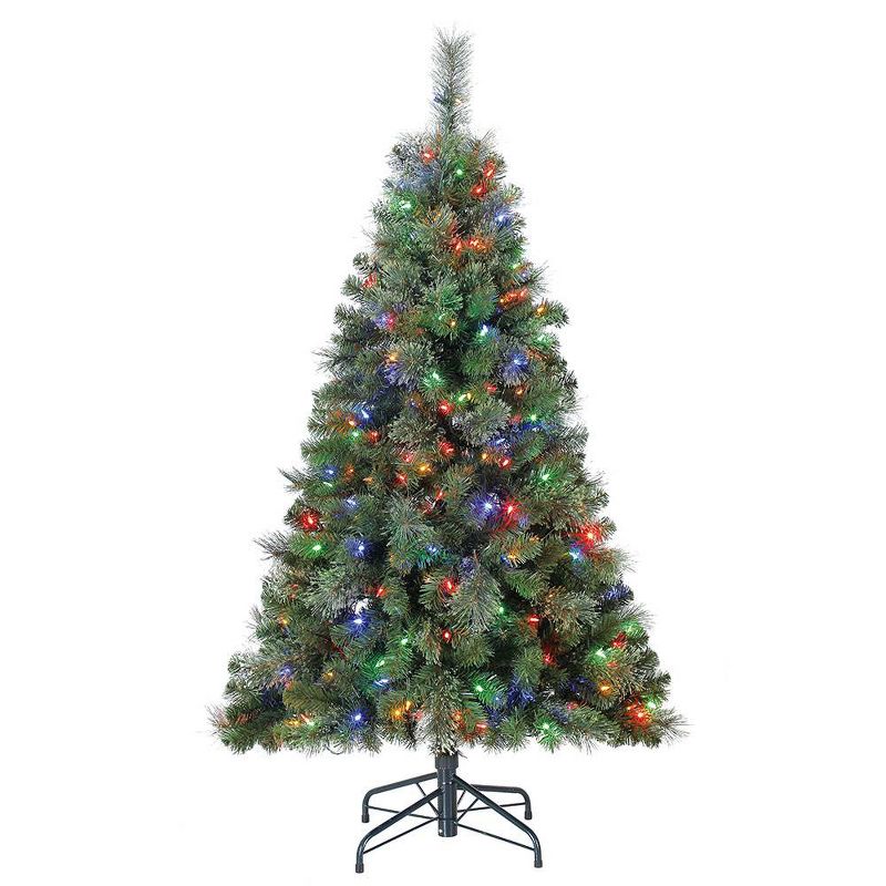 Home Heritage 5' Artificial Cascade Cashmere Christmas Tree w/ Changing Lights