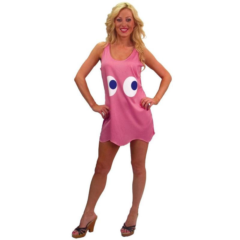 Seasonal Visions Pac-Man "Pinky" Pink Deluxe Costume Tank Dress Adult/Teen Standard
