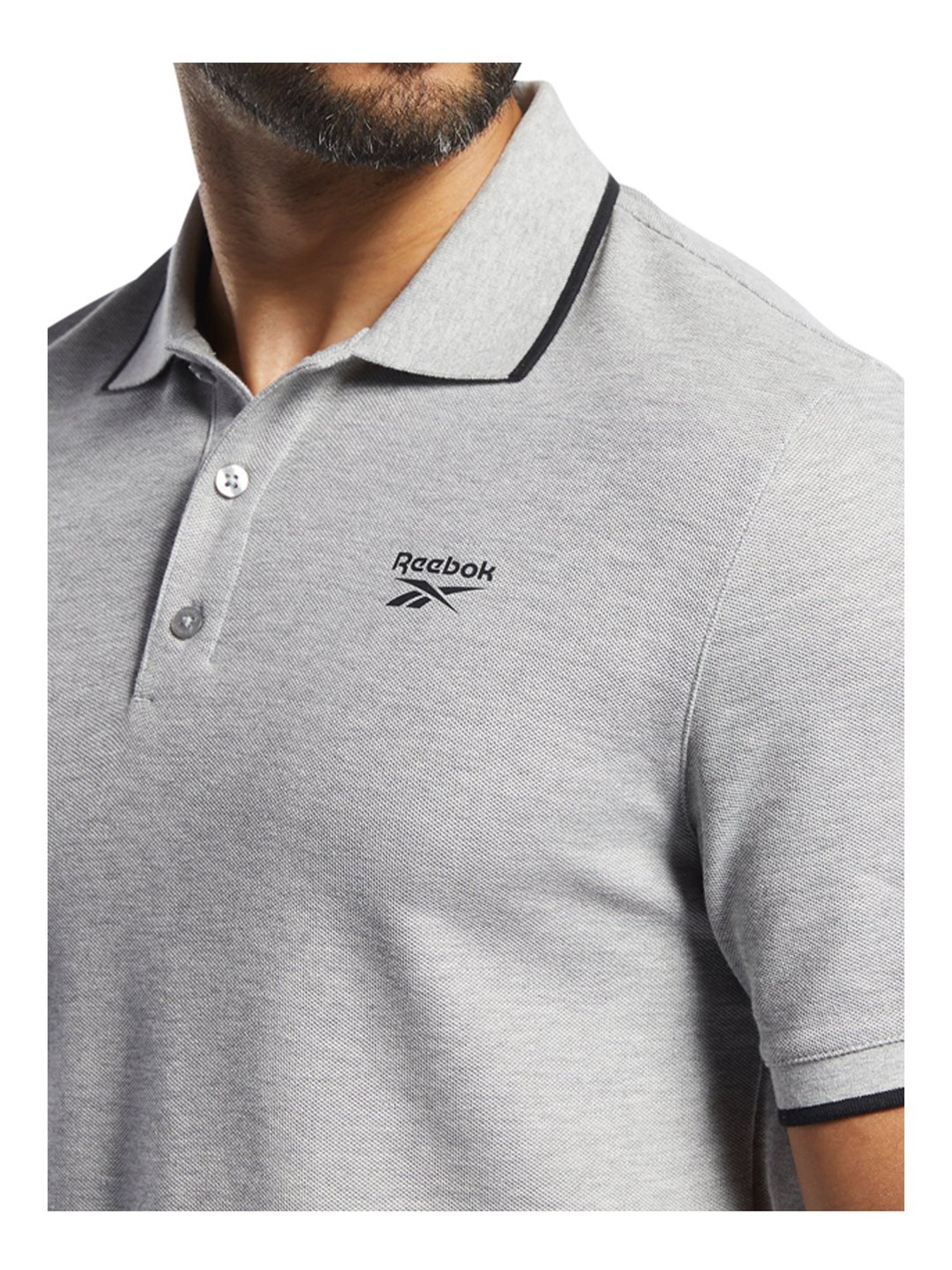 Reebok TE POLO Grey Slim Fit Polo T-Shirt