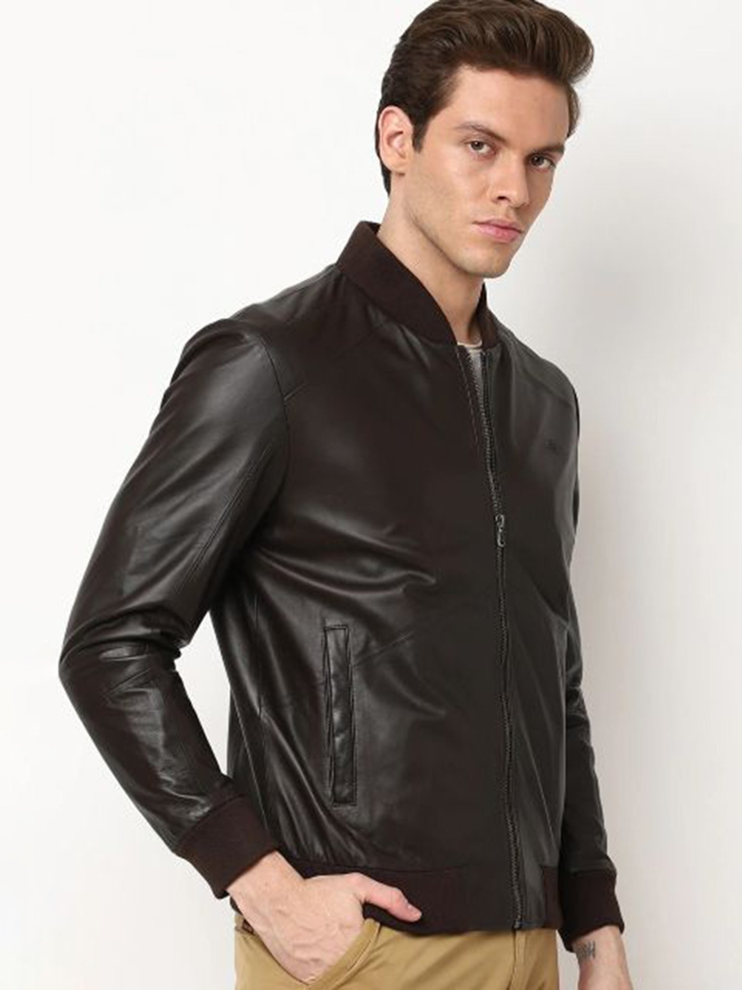 Tortoise Romeo Dark Brown Regular Fit Leather Jacket