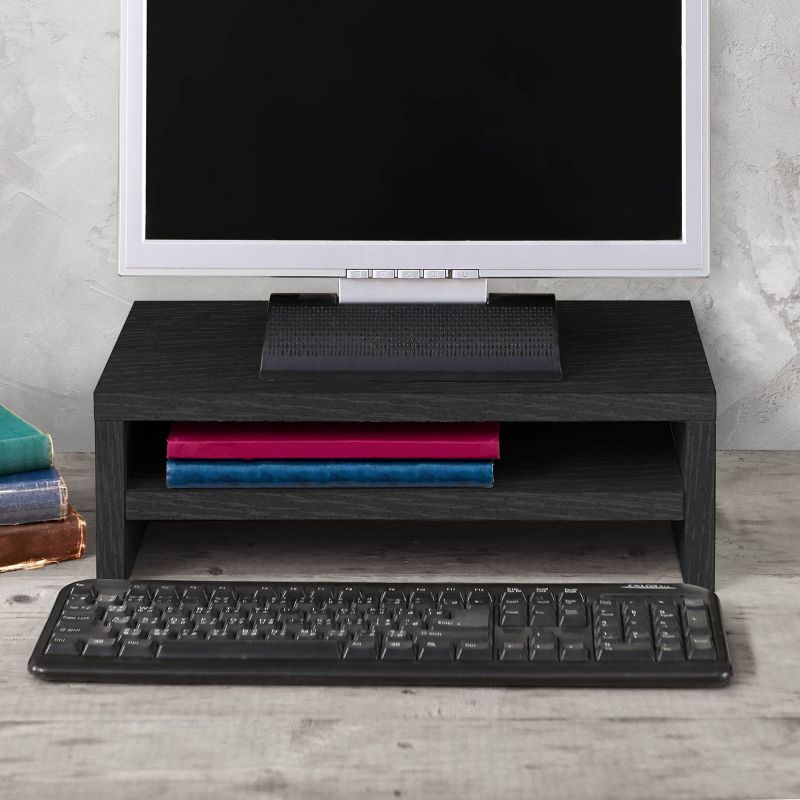Eco Friendly 2-Shelf Monitor Stand Riser Black - Way Basics
