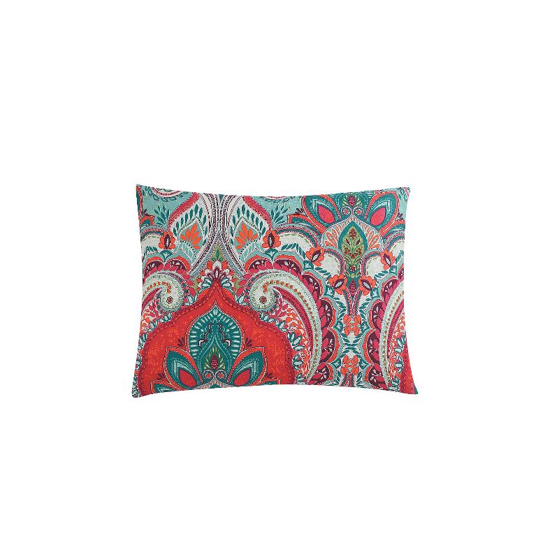 VCNY Home Casa Re'al Coral/Aqua Reversible Duvet Cover Set - Multicolored 4 Piece Twin - Twin XL