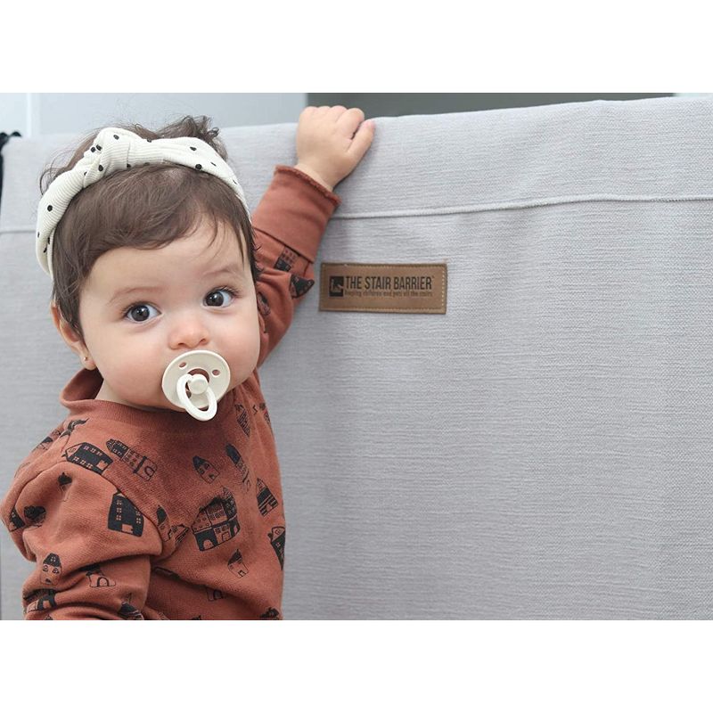 The Stair Barrier Regular Wall to Wall Single Panel Swing Gate with Fabric Slipcover Baby and Pet Safety Gate, 27 to 42.5 Inch, Farmhouse Lines Gray