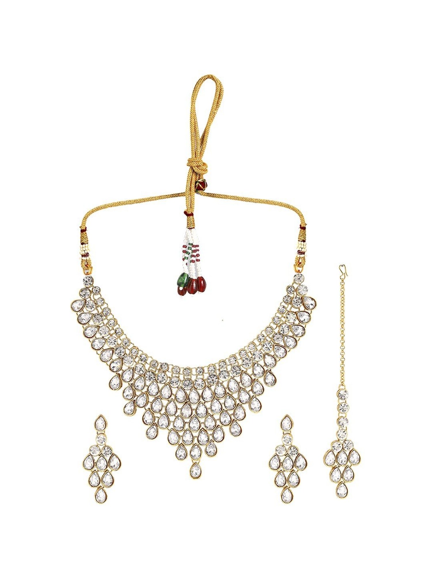 Priyaasi Graceful Grandeur Kundan Necklace Set and Maangtikka