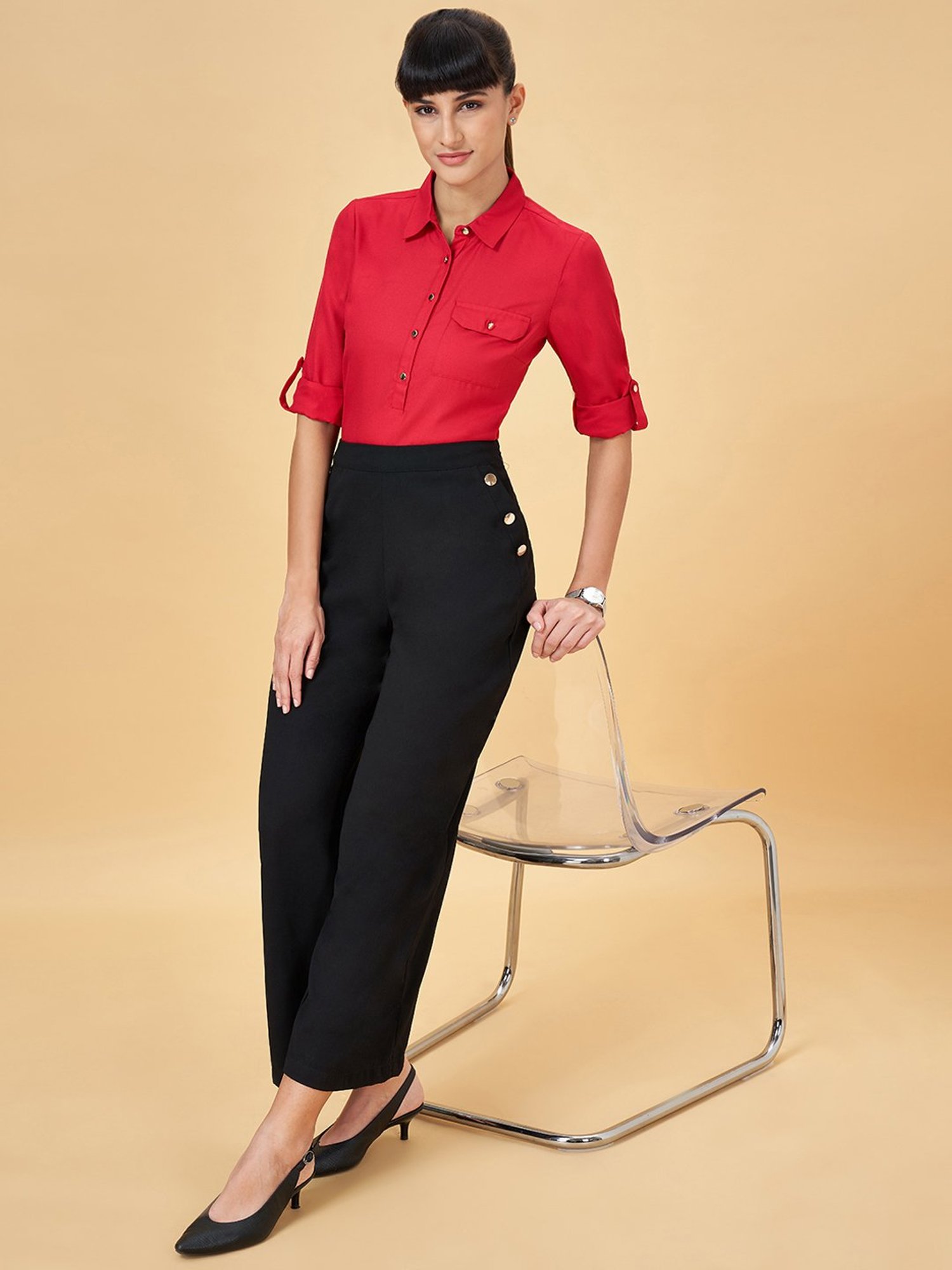 Annabelle by Pantaloons Red Regular Fit Top