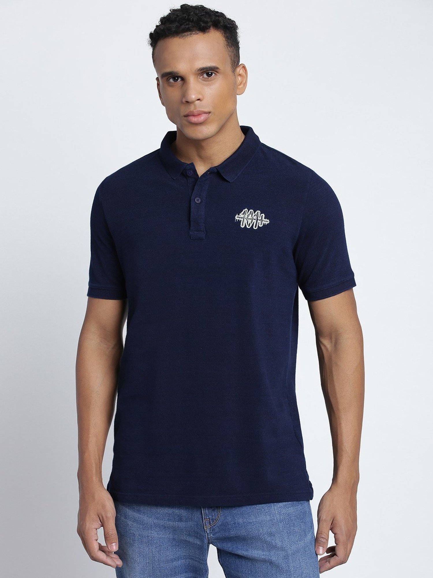 Lee Indigo Cotton Slim Fit Polo T-Shirt