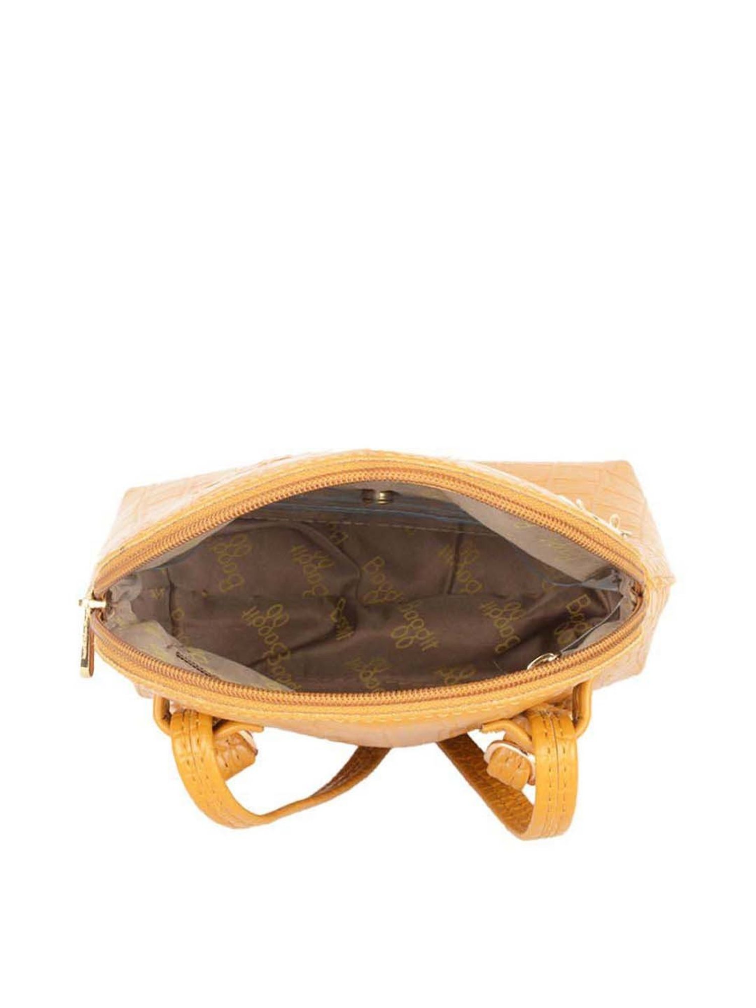 Baggit Mustard PVC Textured Backpack - 3.23 Ltrs