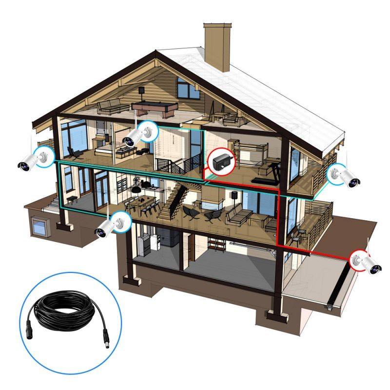 DC 12V Power Supply Adapter Extension cable 10M 33FT 5.5mm x 2.1mm Cord for CCTV IP PTZ  Security Surveillance Camera Standalone DVR,Black