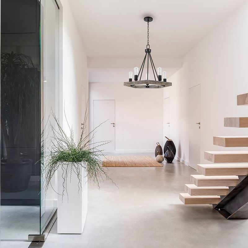 21" 5-Light Faux Wood Chandelier Black (Includes Light Bulbs) - Cresswell Lighting