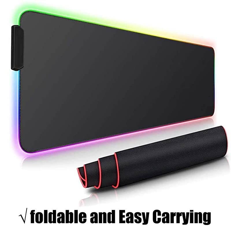LED Light up Mouse Pad RGB Gaming Mouse Pad with 14 Lighting Modes Glowing Light and Thick Soft Mat NonSlip Rubber Base for Laptop Computer PC Games L315 x 118 inch