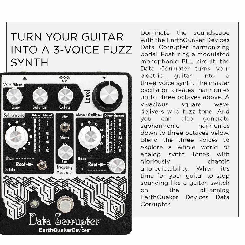 EarthQuaker Devices Data Corrupter Monophonic Harmonizing PLL Guitar Pedal